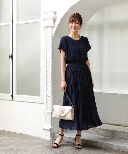 coen(coen)/【WEB限定 手洗いできる】ウォッシャブルスラブランダムプリーツスカート/NAVY