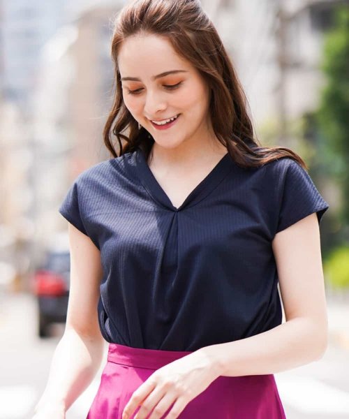 セール ギャザーデザインフレンチスリーブカットソー オフオン Ofuon Magaseek