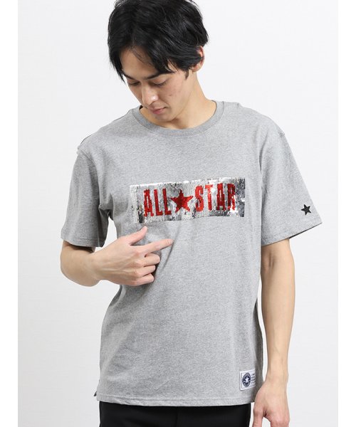 on the day(オンザデイ)/【WEB限定販売】コンバース/CONVERSE ロゴスパンコール半袖Ｔシャツ/グレー