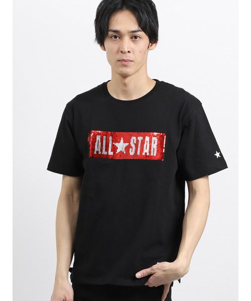 on the day(オンザデイ)/【WEB限定販売】コンバース/CONVERSE ロゴスパンコール半袖Ｔシャツ/ブラック