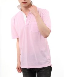TopIsm(トップイズム)/接触冷感ホリゾンタルカラーポロシャツ/ピンク