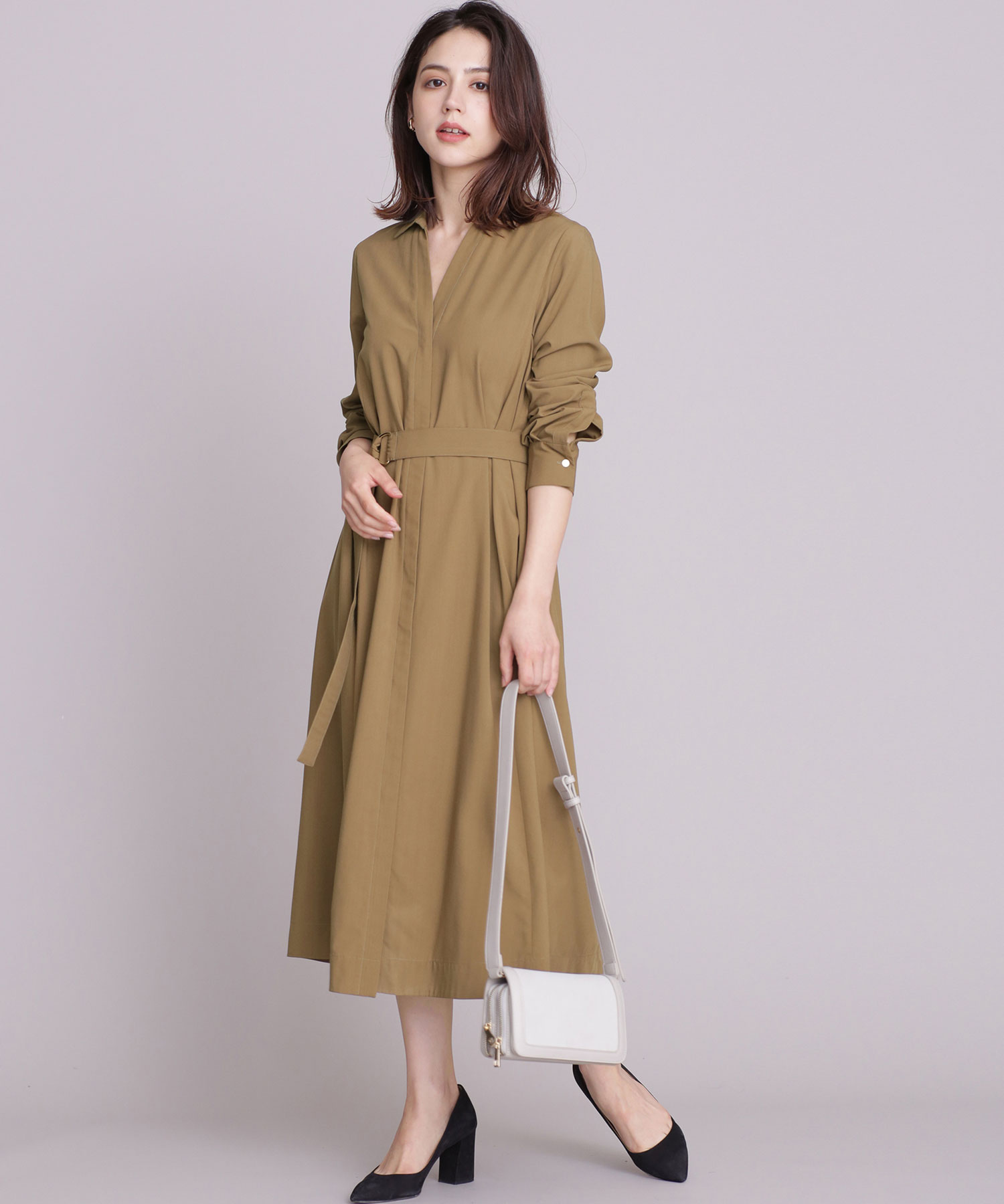 セール 50 Off Aperi Easy Flat ベルテッドシャツワンピース ナノ ユニバース Nano Universe Magaseek