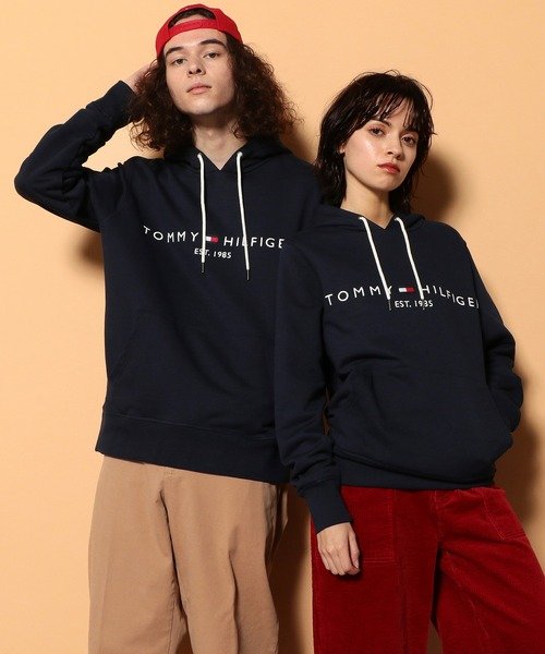 TOMMY HILFIGER(トミーヒルフィガー)/ロゴフリースフーディ/ネイビー