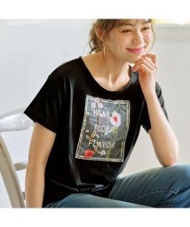 GeeRA(ジーラ)/レディシルエットデザインTシャツ      /シシュウブラック