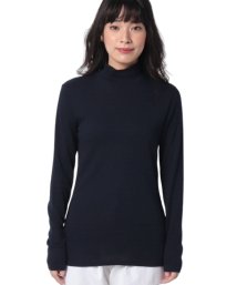 BENETTON (women)(ベネトン（レディース）)/袖ロゴ刺繍ボーダーハイネックロングTシャツ・カットソー/ネイビー