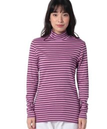 BENETTON (women)(ベネトン（レディース）)/袖ロゴ刺繍ボーダーハイネックロングTシャツ・カットソー/ラベンダー