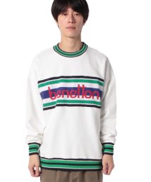 BENETTON (mens)(ベネトン（メンズ）)/ニット切り替えロゴスウェットトップス/オフホワイト