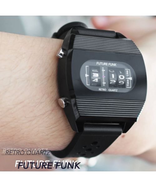 THE CASUAL(ザ　カジュアル)/(フューチャーファンク)FUTURE FUNK ラバーバンドクオーツブラック腕時計/ブラック