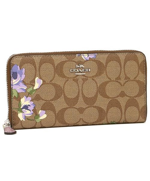 COACH(コーチ)/コーチ 長財布 アウトレット レディース COACH F73345 SVOTK カーキ パープルマルチ/パープルマルチ