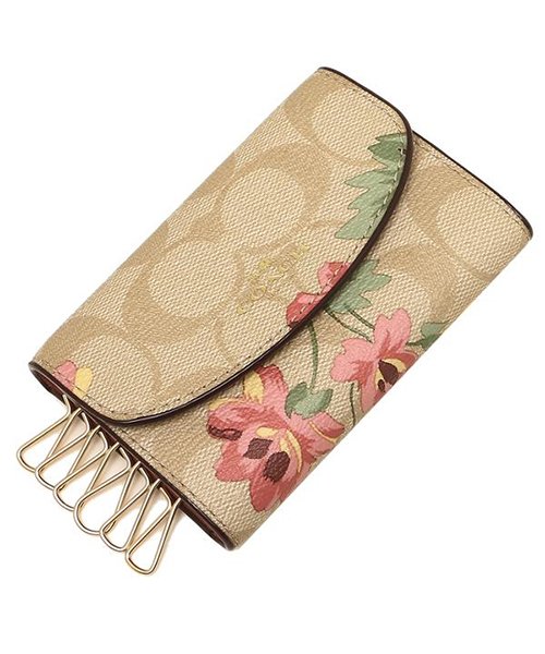 コーチ キーケース アウトレット レディース Coach F Imoe3 ライトカーキ ピンクマルチ コーチ Coach Magaseek