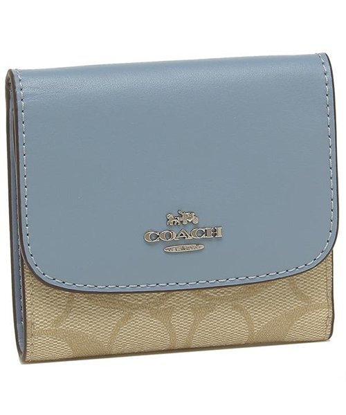 COACH(コーチ)/コーチ 折財布 アウトレット レディース COACH F87589 SVCA0 ライトカーキ ライトブルー/ライトブルー