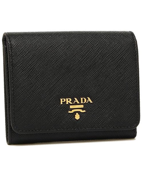 PRADA(プラダ)/プラダ 折財布 レディース PRADA 1MH176 QWA F0002 ブラック/ブラック
