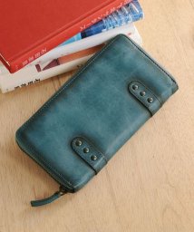 Mia Borsa(ミアボルサ)/[Mia Borsa] 牛革レザーウォッシュ加工ラウンドファスナー長財布/ブルー