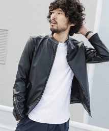 nano・universe(ナノ・ユニバース)/【WEB限定】シンセティックレザーライダースジャケット/ブラック