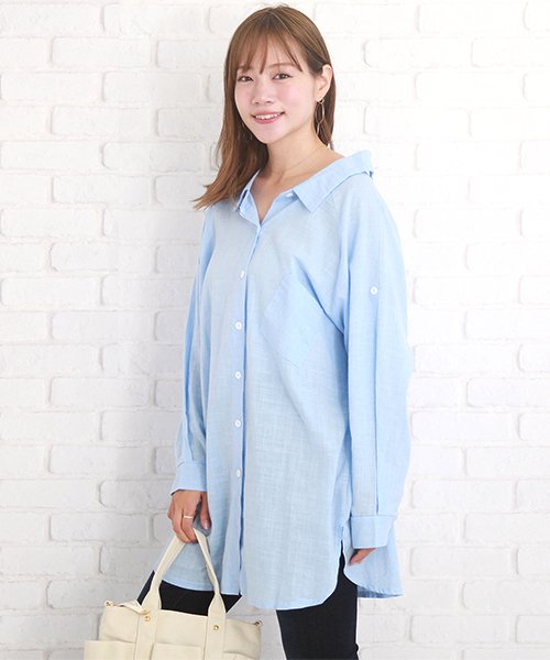 セール 46 Off ゆったり長袖シャツ レディース 可愛い トップス シンプル 大きいサイズ ビッグ 夏 サマー 涼しい S S Ra 21 アフェリーチェ Afelice Magaseek