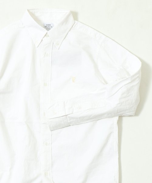 coen(coen)/オックスフォードボタンダウンシャツ/WHITE