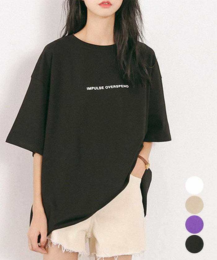 セール Tシャツ レディースカットソー 半袖 英字ロゴ 韓国ファッション ゆったり ロングt カジュアル ミニミニストア Miniministore Magaseek