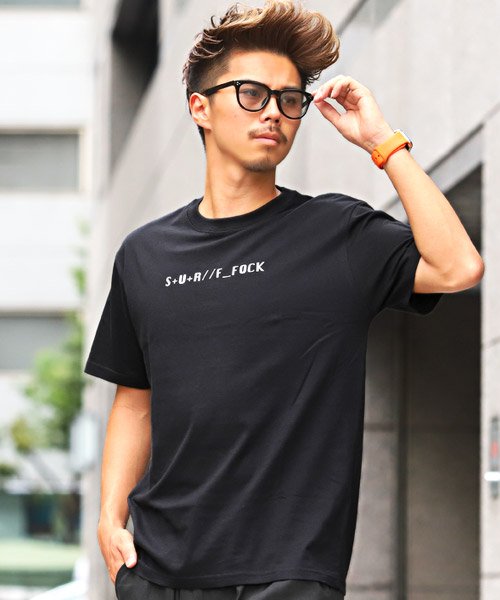 LUXSTYLE(ラグスタイル)/サーフイラストバックプリント半袖Tシャツ/Tシャツ メンズ 半袖 プリント イラスト/ブラック