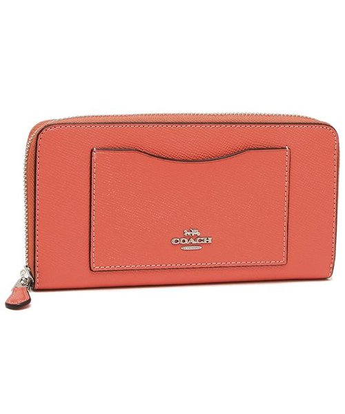 COACH(コーチ)/COACH 財布 アウトレット コーチ F54007 クロスグレインレザー アコーディオン ジップウォレット 長財布/コーラル