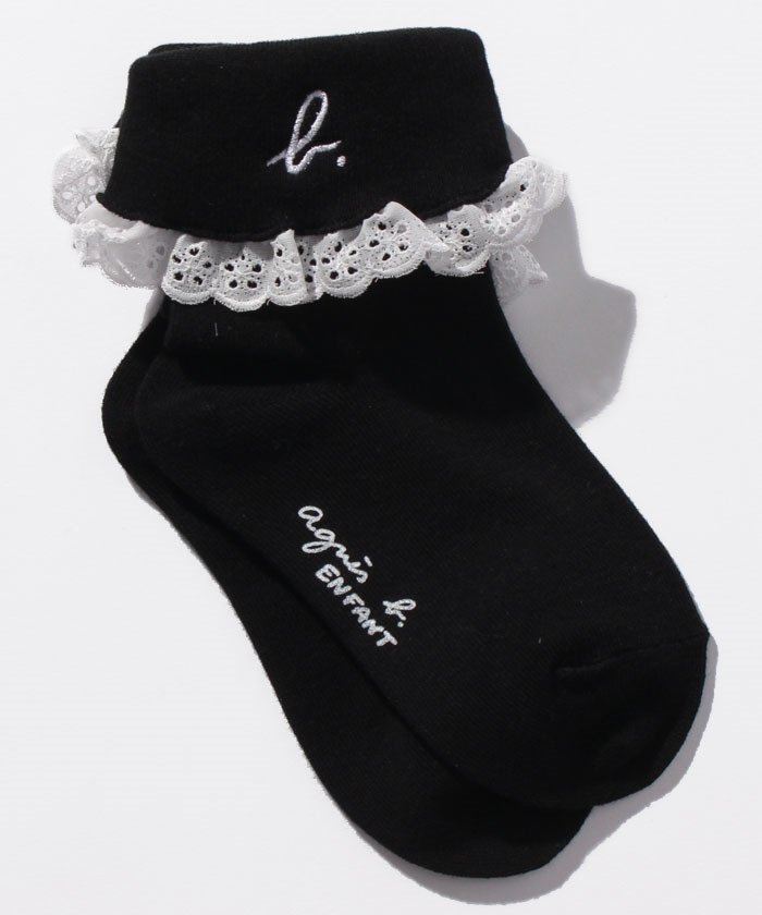 セール 42 Off Kd31 E Chaussette キッズ B ロゴレースソックス アニエスベー アンファン Agnes B Enfant Magaseek