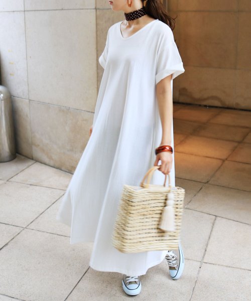 コットンvネックテントラインtシャツワンピース アンドミー And Me Magaseek