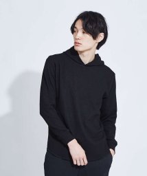 ABAHOUSE(ABAHOUSE)/【展開店舗限定】ワッフルラウンド フードロングTシャツ/ブラック
