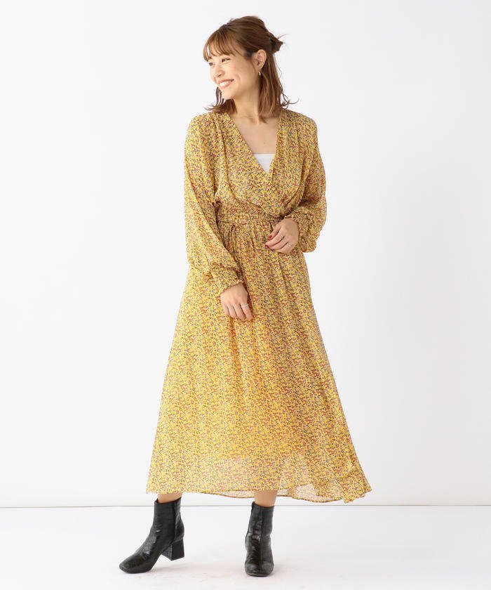 セール Ray Beams シフォン フラワープリント ガウン ワンピース ビームス アウトレット Beams Outlet Magaseek
