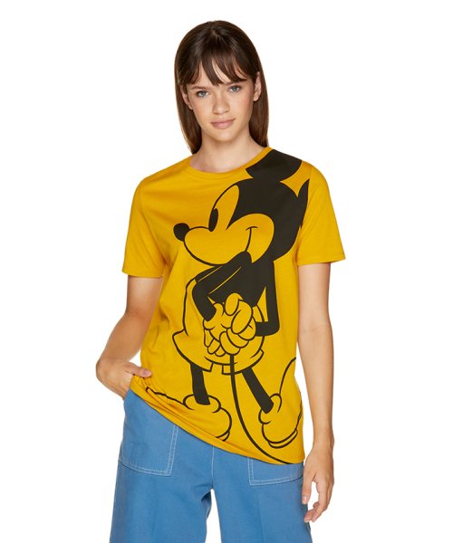 BENETTON (women)(ベネトン（レディース）)/【Disney（ディズニー）コラボ】ミッキーマウス半袖Tシャツ・カットソー/イエロー