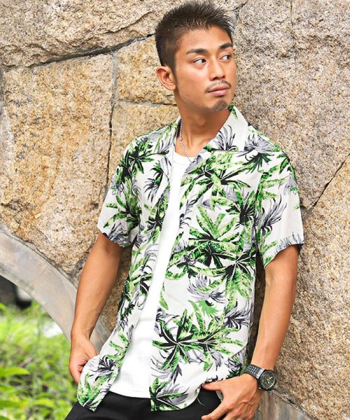 セール ボタニカル柄オープンカラー半袖シャツ シャツ メンズ オープンカラー 半袖 ボタニカル ラグスタイル Luxstyle Magaseek