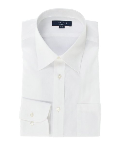 TAKA-Q(タカキュー)/形態安定スリムフィットブロードレギュラーカラー長袖ビジネスドレスシャツワイシャツ/ホワイト