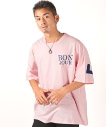 LUXSTYLE(ラグスタイル)/ビッグロゴプリントオーバーサイズ半袖Tシャツ/Tシャツ メンズ 半袖 ロゴ プリント ビッグシルエット/ピンク