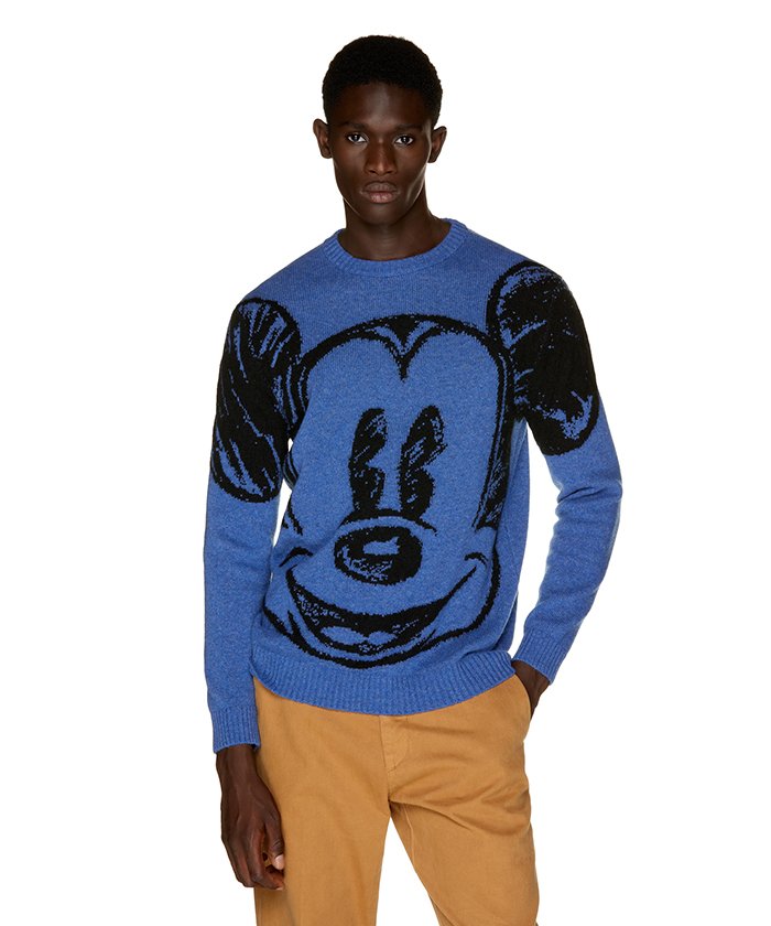 セール Disney ディズニー コラボ ミッキーマウスニット セーター ベネトン メンズ Benetton Mens Magaseek