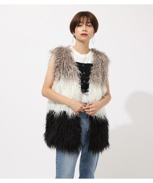 AZUL by moussy(アズールバイマウジー)/MIX ECO FUR VEST/柄BLK5