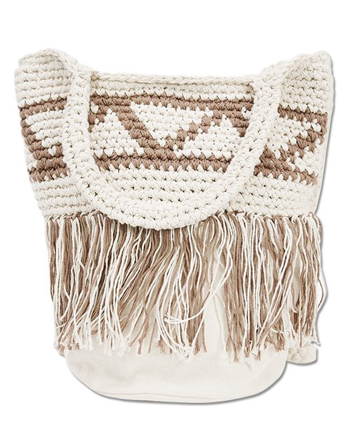 マクラメエスニックショルダーバッグレディース 春夏 バッグ ブラック ブラウン グレー ショルダー マクラメ編み 手編み カバン 鞄 ハンドバッグ エスニック アンドイット And It Magaseek