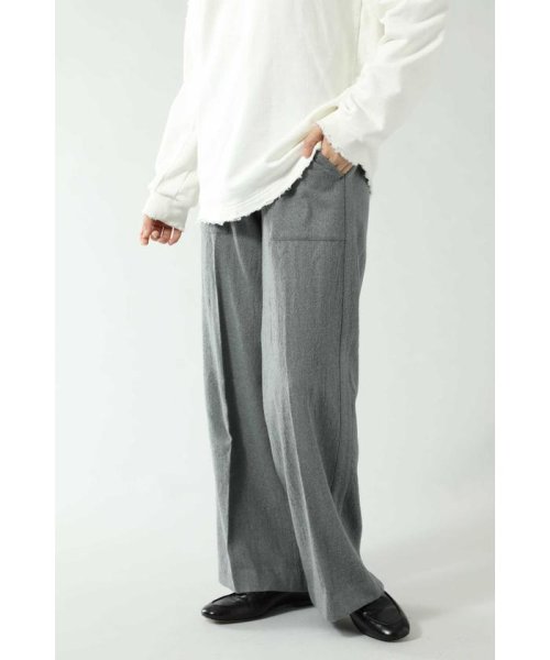 ROSE BUD(ローズバッド)/WOOL SIDE LINE WIDE PANTS/グレー