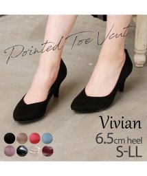 Vivian(ヴィヴィアン)/ポインテッドトゥVカット6.5cmキレイめパンプス/ブラック系1