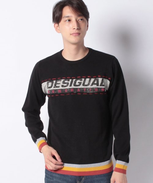 Desigual(デシグアル)/MAN FLAT KNIT PULLOVER LONG SLEEVE/ブラック系