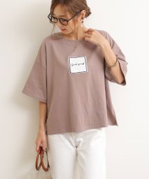 and　Me...(アンドミー)/スクエアロゴ刺繍オーバーサイズ半袖Tシャツ/モカ