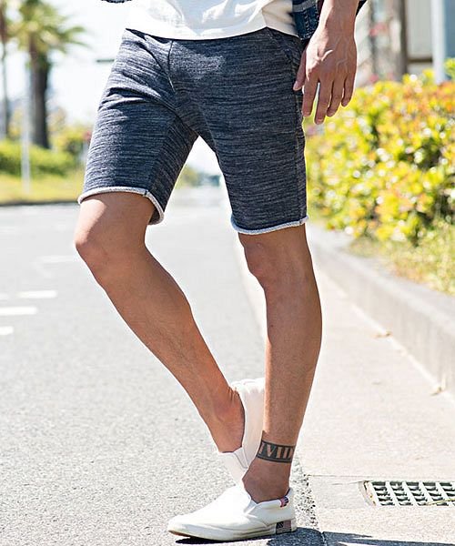 Vicci 杢トリッキースウェットショーツ ハーフパンツ メンズ ブランド おしゃれ 大人 カジュアル ファッション 膝上 ショートパンツ 短パン 細身 スリム ビッチ Vicci Magaseek