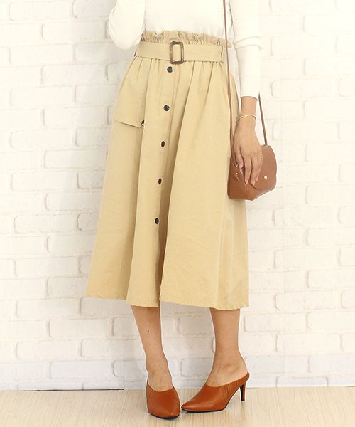 セール レディーストレンチスカート韓国ファッションレディースカーキボトムスシック上品 Vl 57 S S アミュレット Amulet Magaseek