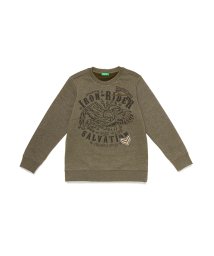 BENETTON (UNITED COLORS OF BENETTON BOYS)(ユナイテッド　カラーズ　オブ　ベネトン　ボーイズ)/プリント胸ポケットスウェットトップス/カーキ