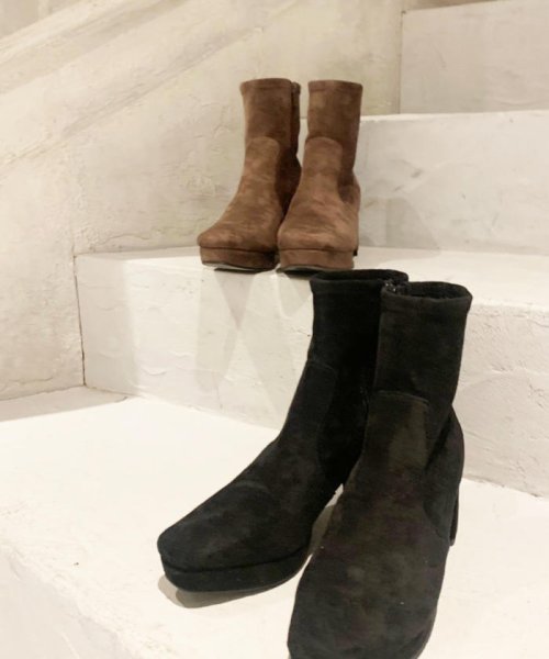 セール 美人百花11月号掲載 スクエアトゥショートブーツ ミッシュマッシュ Misch Masch Magaseek