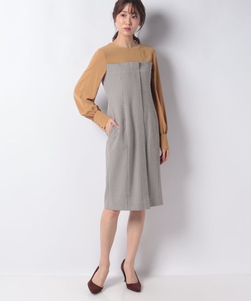 セール 千鳥チェック異素材切り替えワンピース ミントグラム Mint Glam Magaseek