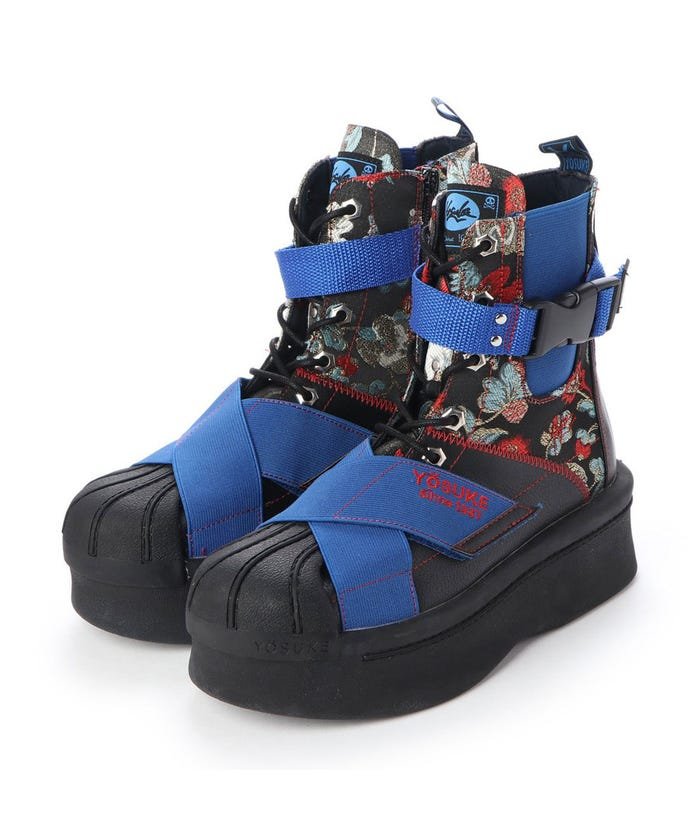 ヨースケ Yosuke 厚底ハイカットスニーカー ブラックブルー