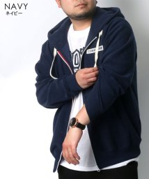 MARUKAWA(大きいサイズのマルカワ)/【CONVERSE】コンバース 大きいサイズ ブークレフルジップパーカー 半袖Tシャツ セット/ネイビー