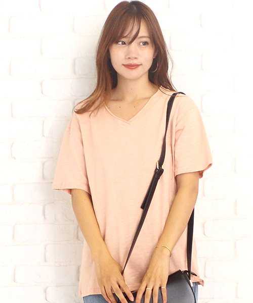 クーポン開催中 シンプルvネックtシャツ韓国ファッションレディースコットンスリム通気性涼しい Vl 5223 S S アミュレット Amulet Magaseek