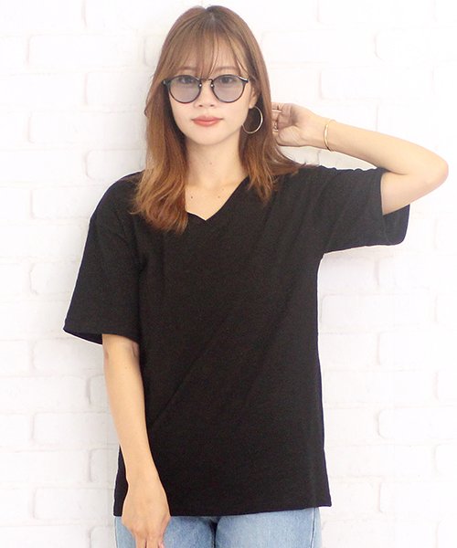 クーポン開催中 シンプルvネックtシャツ韓国ファッションレディースコットンスリム通気性涼しい Vl 5223 S S アミュレット Amulet Magaseek