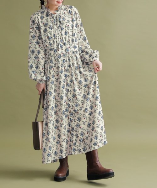 リボンタイフラワーロングワンピ オシャレウォーカー Osharewalker Magaseek