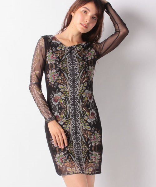 Desigual(デシグアル)/WOMAN KNIT DRESS LONG SLEEVE/ブラック系