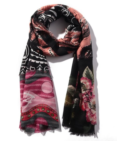 Desigual(デシグアル)/ACCESSORIES FABRIC RECTANGLE FOULARD/ブラック系